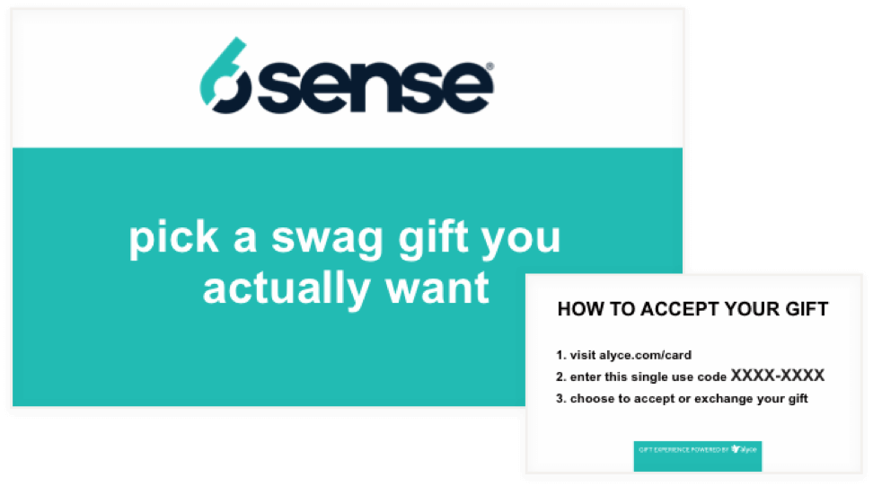 Swag Select Card Example - Alyce & 6sense