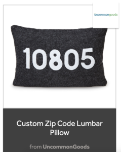 zip code pillow for new home owners