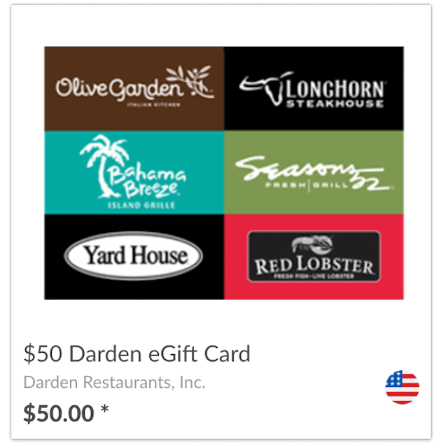 Darden Restaurant Gift Card - Dinner for the Family