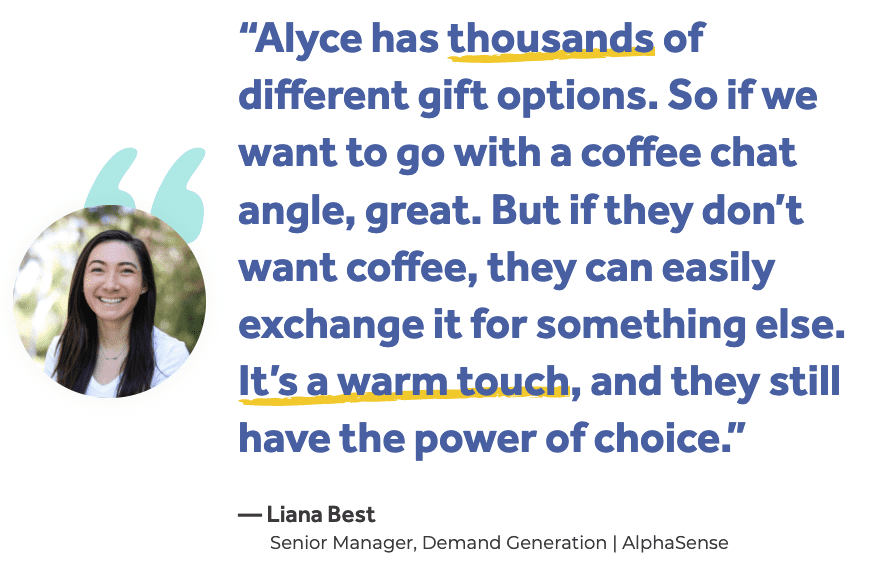 Liana Best on Alyce Gifting Platform - Thousands of Gift Options