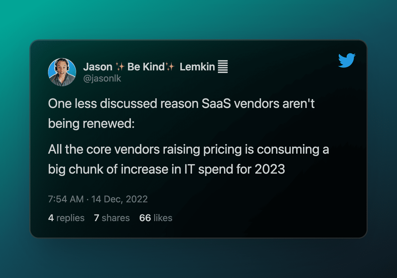Jason Lemkin on SaaS Churn Driver: Increased Pricing Across IT