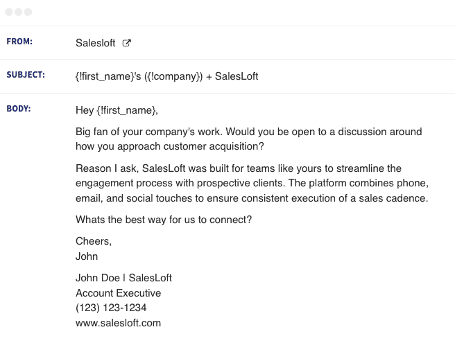 Simple Prospecting Email from Salesloft - Good Sales Emails